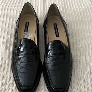 Black Crocodile Pattern Loafers
